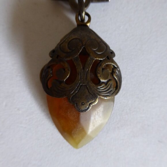 VINTAGE NEW NATURE COMPANY CORDED AMBER STONE STEAMPUNK TYPE NECKLACE - Picture 11 of 16